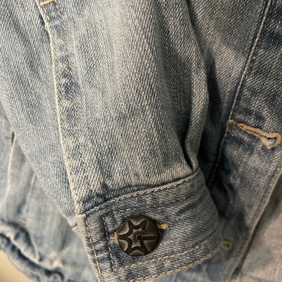 VTG Vanilla Star Distressed Denim Jacket Epaulettes Western - Picture 6 of 10